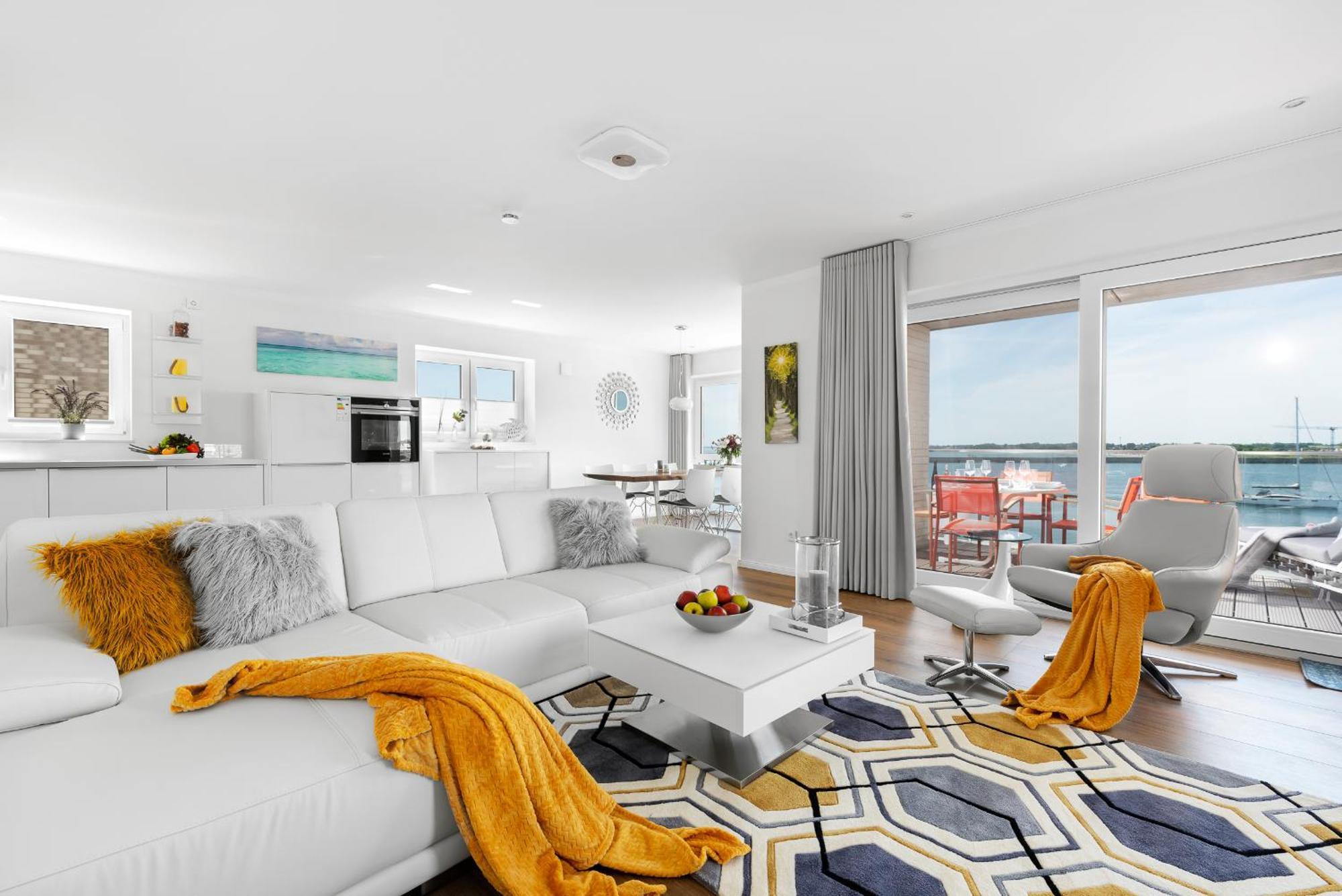 Brise- direkt am Wasser, Hafenblick, Fahrstuhl, Sauna, ueberdachter Balkon Olpenitz Exterior foto