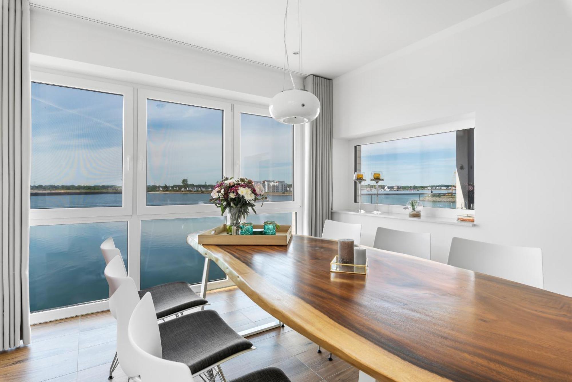 Brise- direkt am Wasser, Hafenblick, Fahrstuhl, Sauna, ueberdachter Balkon Olpenitz Exterior foto